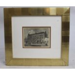 The Theatre in Portugal Street Etching Print Set in Wide Gilt Frame
