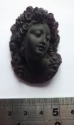 Large Pate De Verre Amethyst Glass Maiden Cameo