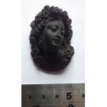 Large Pate De Verre Amethyst Glass Maiden Cameo