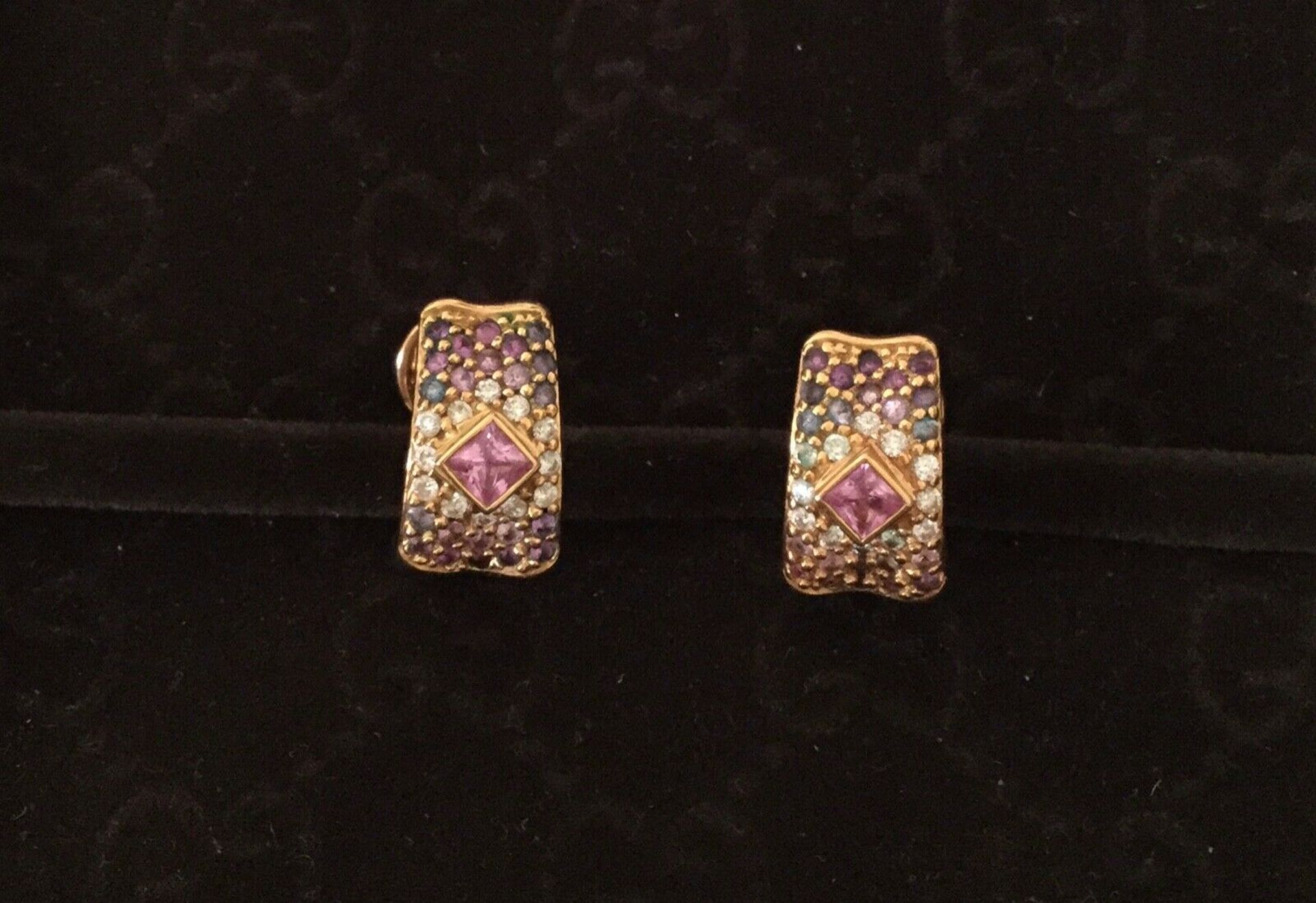 18Ct Gold Diamond And Pink Sapphire Earrings - Image 3 of 9