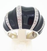 Silver Onyx & CZ Crystal Large Designer Ring