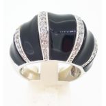 Silver Onyx & CZ Crystal Large Designer Ring