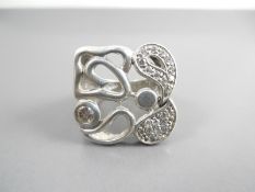 Silver ring, handworked.