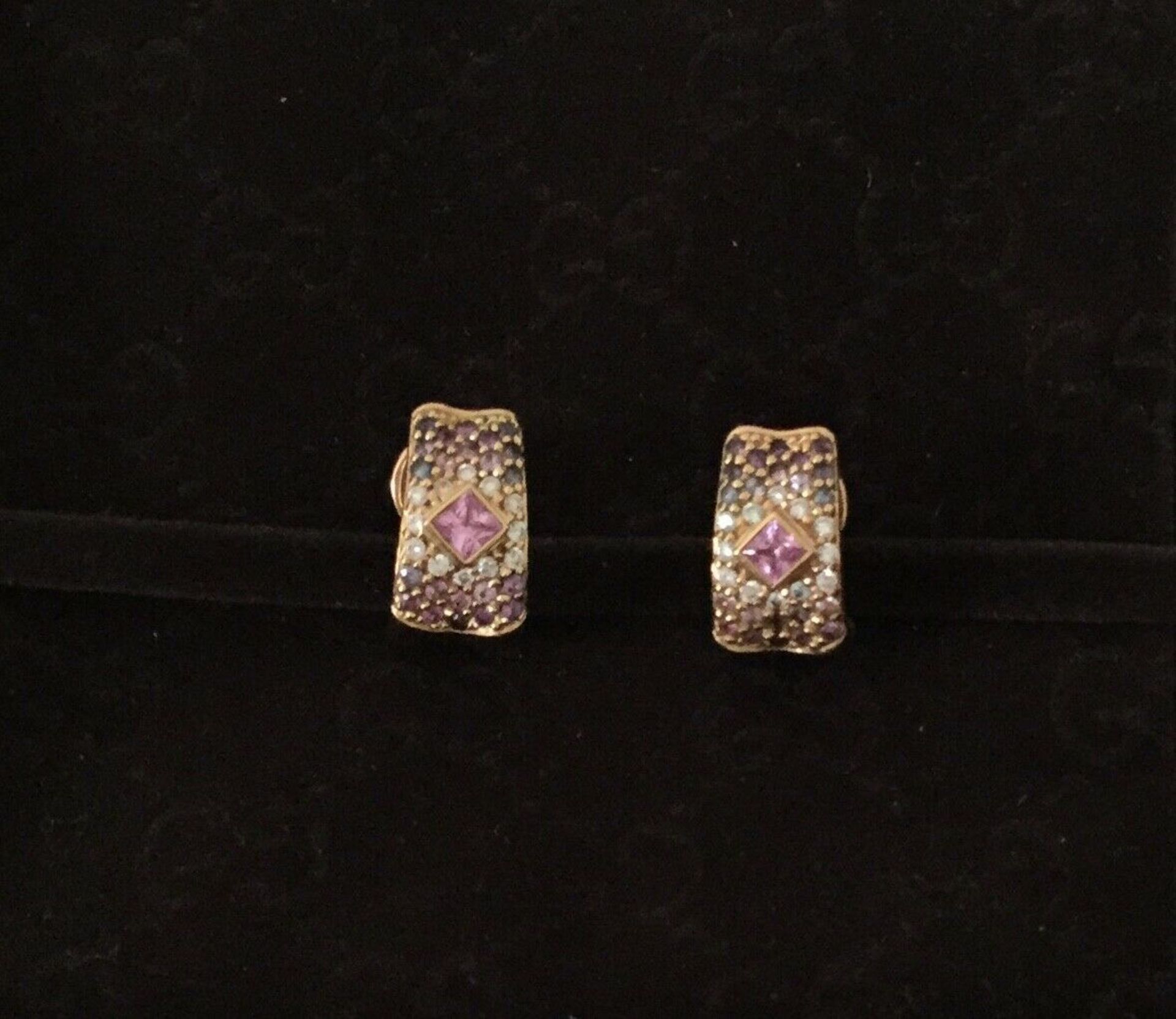 18Ct Gold Diamond And Pink Sapphire Earrings - Image 9 of 9
