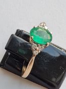 Vintage Emerald and Diamond Ring in 9 Carat Yellow Gold
