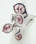 RRP £210 - DANIEL VIOR 925 Silver LUNARIA Pink Enamel Ring