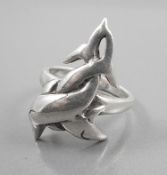 Silver dolphin ring.