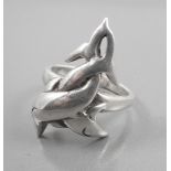 Silver dolphin ring.