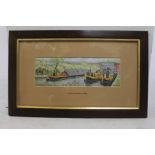 Framed Cashs Miniature Woven Picture Silk Picture Canal Boats