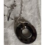 Swarovski black shadow large pendant on long 925 silver chain