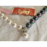 Vintage unusual pearls criss cross design Royal Majorca Necklace white and grey