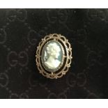 Vintage Ernest Jones 9Ct Gold Cameo Brooch And Earrings Set