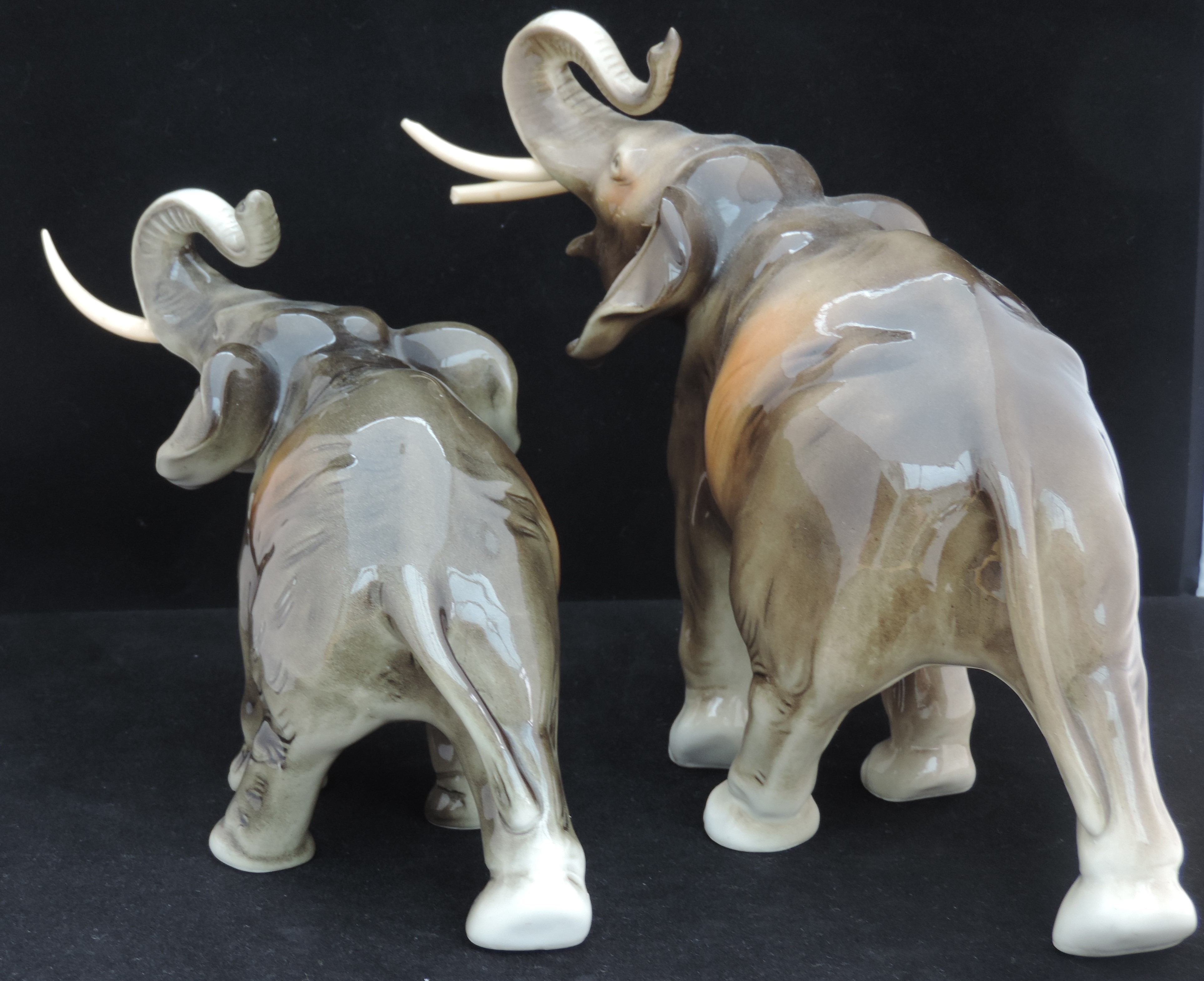 2 Royal Dux Trumpeting Elephant Figures - Image 4 of 8