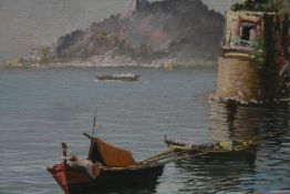 Neapolitan Seascape by Elio Amoroso Oil on Board c.1950