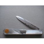 George V Mother of Pearl Hafted Silver Bladed Folding Fruit Knife