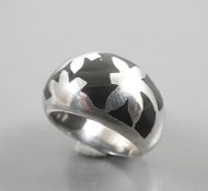 Black onyx silver ring.