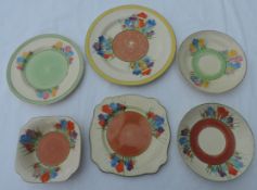 Collection of Clarice Cliff Crocus pattern ceramics (6)