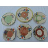 Collection of Clarice Cliff Crocus pattern ceramics (6)