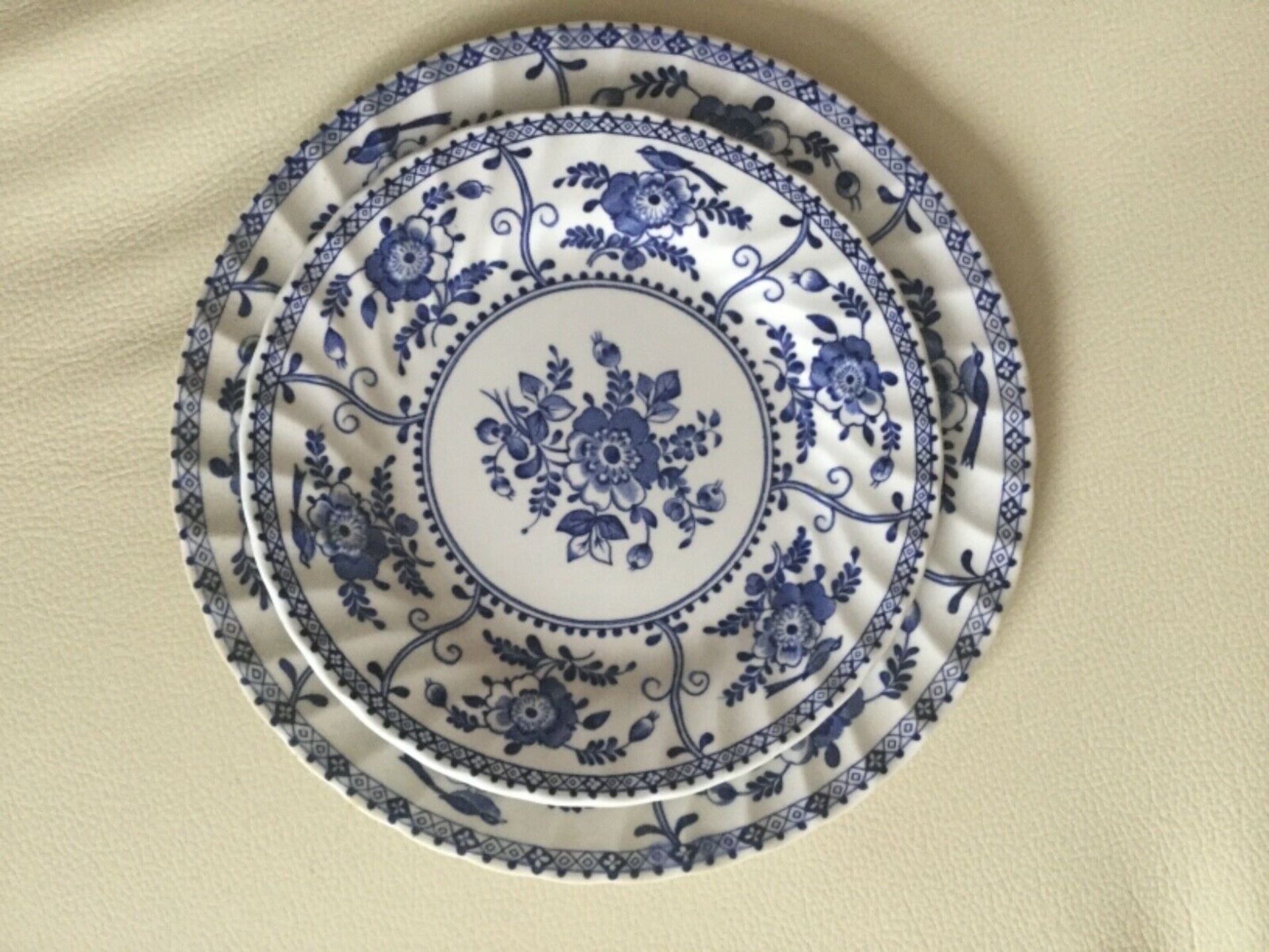 Johnson Brothers “ Indies ” Blue & White Plates 24 pieces