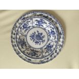 Johnson Brothers “ Indies ” Blue & White Plates 24 pieces