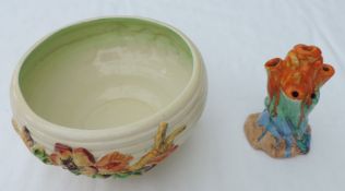 Vintage Clarice Cliff Bowl - My Garden design, together with Royal Staffordshire Hatpin Stand