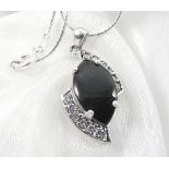 Silver necklace with black onyx pendant