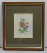 Watercolour & Gouache Vase of Flowers Painting Framed