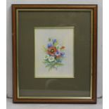 Watercolour & Gouache Vase of Flowers Painting Framed