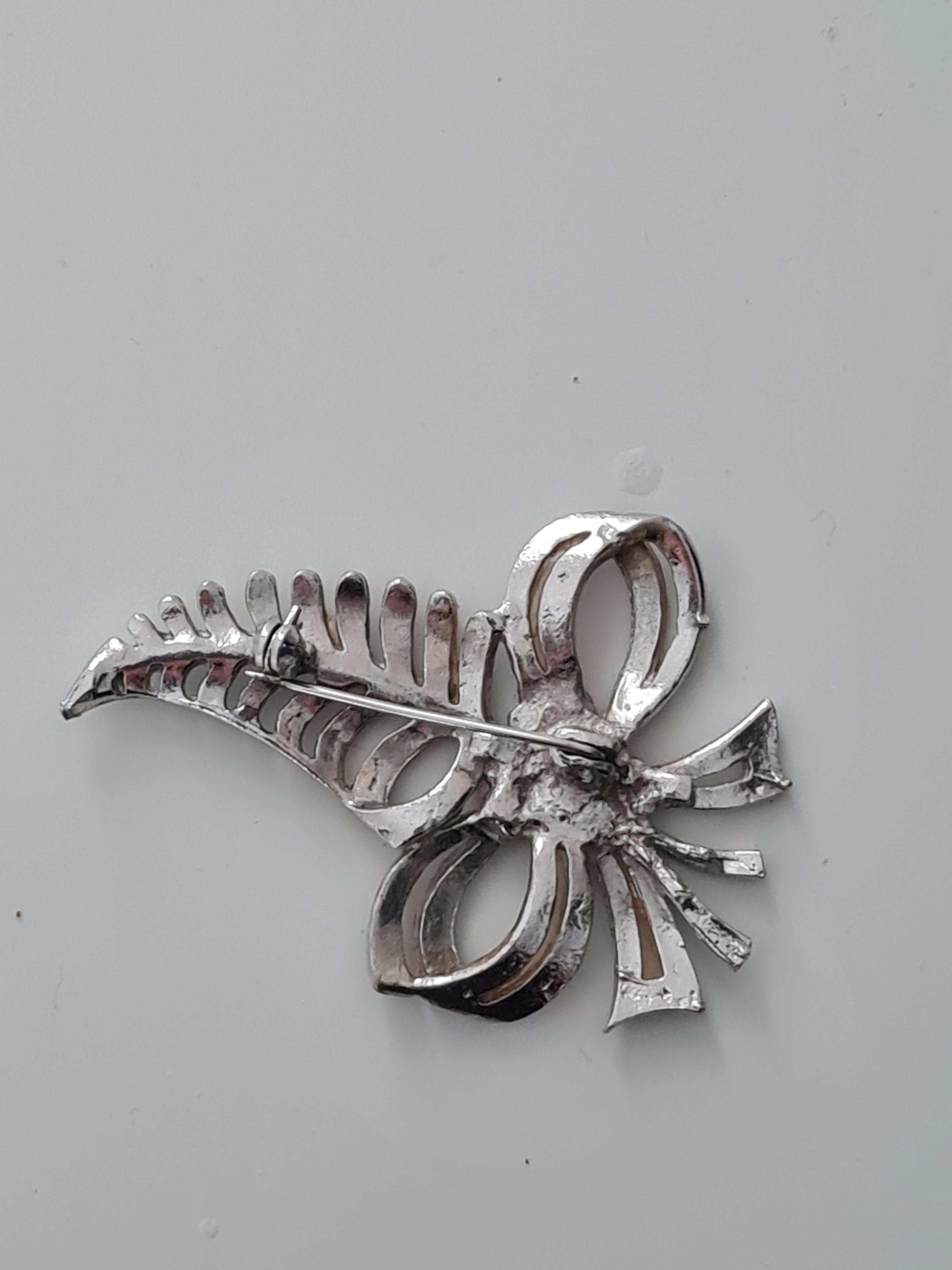 Vintage Silvertone Feather Marcasite Brooch - Image 2 of 5