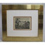 Holland House Etching Print Set in Wide Gilt Frame