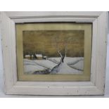 Antique English School Winter Landscape Signed