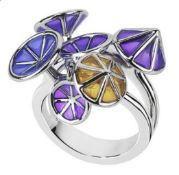 RRP £220 - DANIEL VIOR 925 Silver IPOMEA Violet Enamel Ring