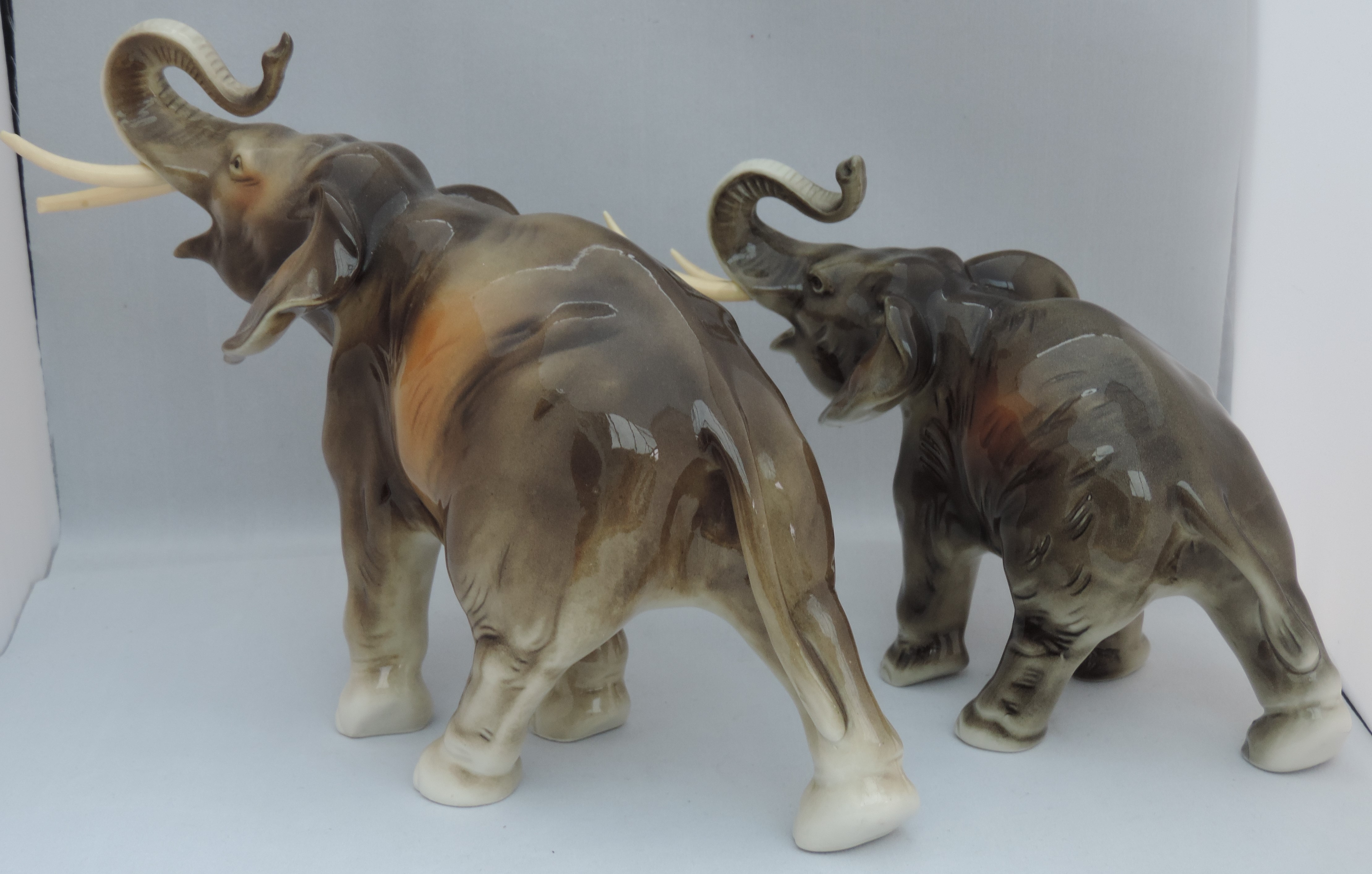 2 Royal Dux Trumpeting Elephant Figures - Image 8 of 8