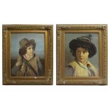 Pair of Victorian Oleograph Portraits Set in Gilt Frames