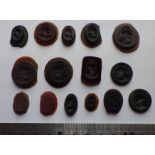 Collection of 11 French Glass Intaglio Seal Pieces