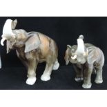 2 Royal Dux Trumpeting Elephant Figures