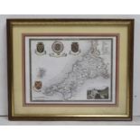 Map of Cornwall Print Framed