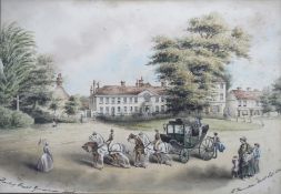 "Hadley Royal Grammar School" Delicate Signed Watercolour 1846