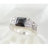 Silver ring set with onyx