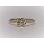 Certified 0.95 ct , 6.22 mm SI2 White Natural Diamond Ring set in 18K Gold
