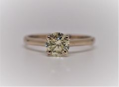 Certified 0.95 ct , 6.22 mm SI2 White Natural Diamond Ring set in 18K Gold