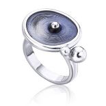 RRP £210 - DANIEL VIOR 925 Silver DROPS Blue Enamel Ring