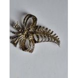 Vintage Silvertone Feather Marcasite Brooch