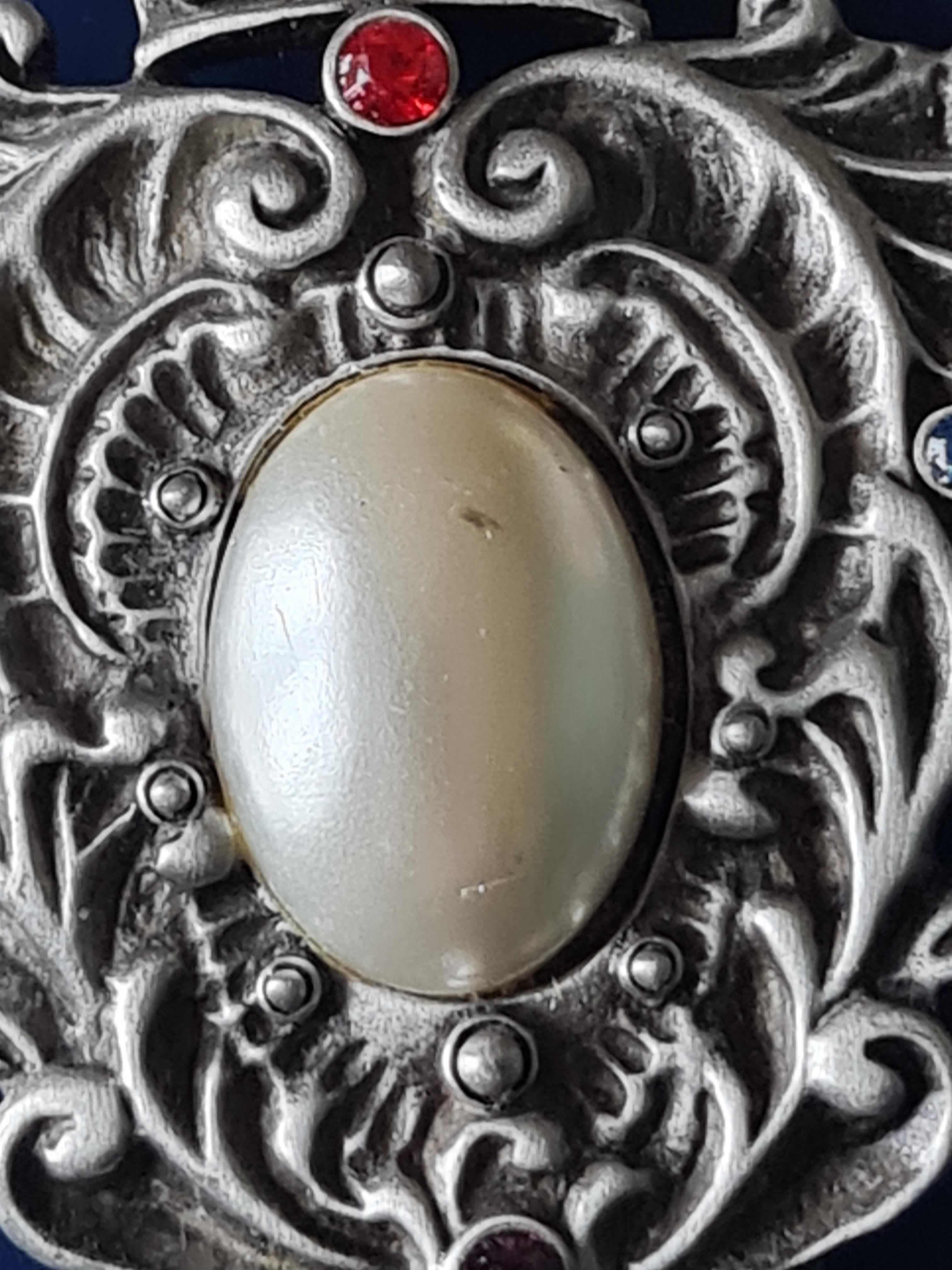 JJ Jonette Pewter and Pearl Brooch - Image 2 of 4