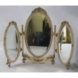 Vintage Cream Triple Dressing Table Mirror