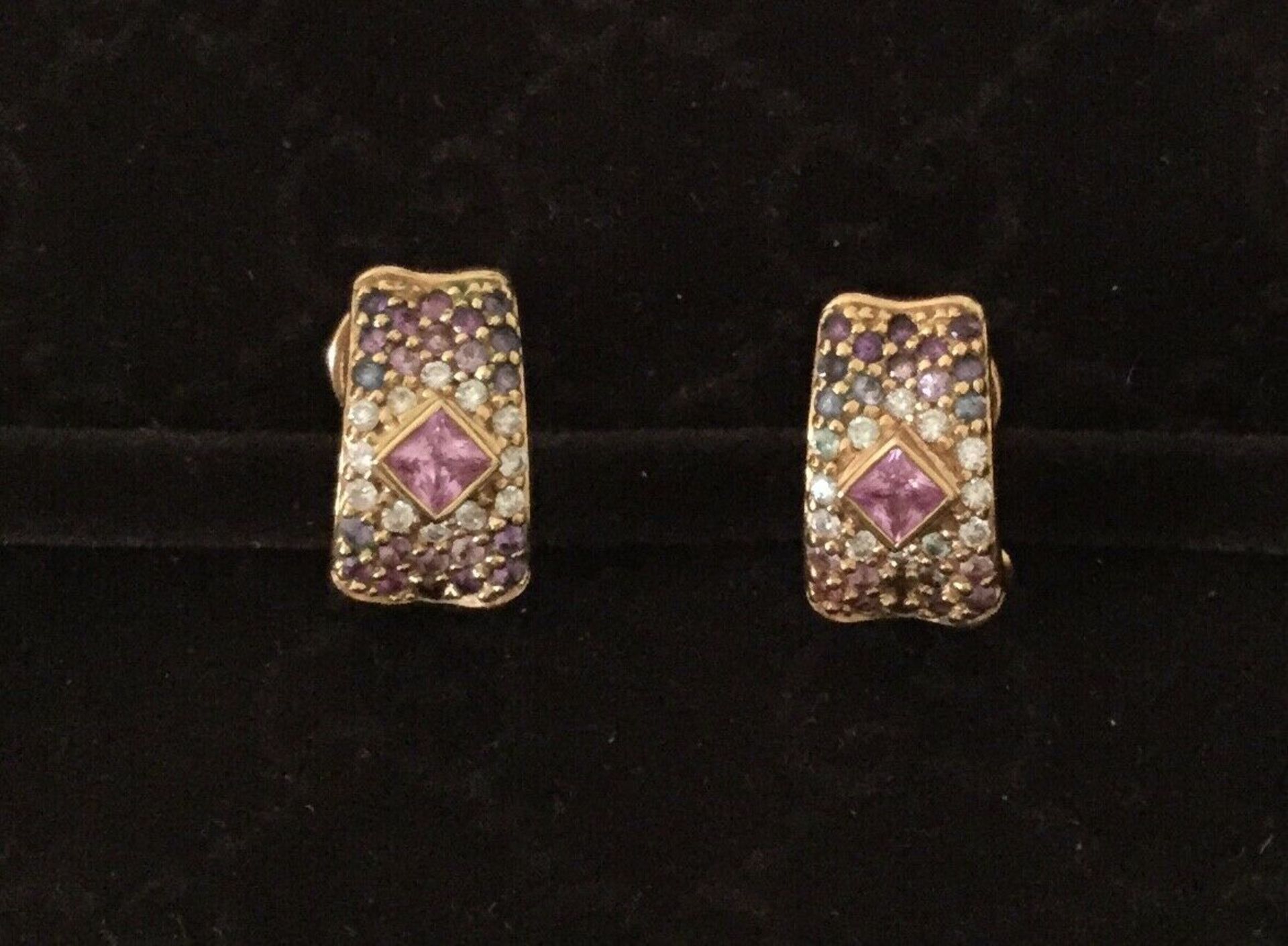 18Ct Gold Diamond And Pink Sapphire Earrings - Image 2 of 9