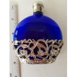 Blue and Silver Plated Perfume Bottle