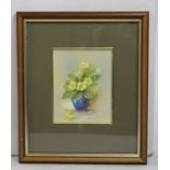 Watercolour & Gouache Vase of Yellow Flowers Painting Framed