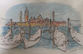 Venice Gondolas art limited edition by Louise Adams Morales 25/10 signed