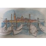 Venice Gondolas art limited edition by Louise Adams Morales 25/10 signed